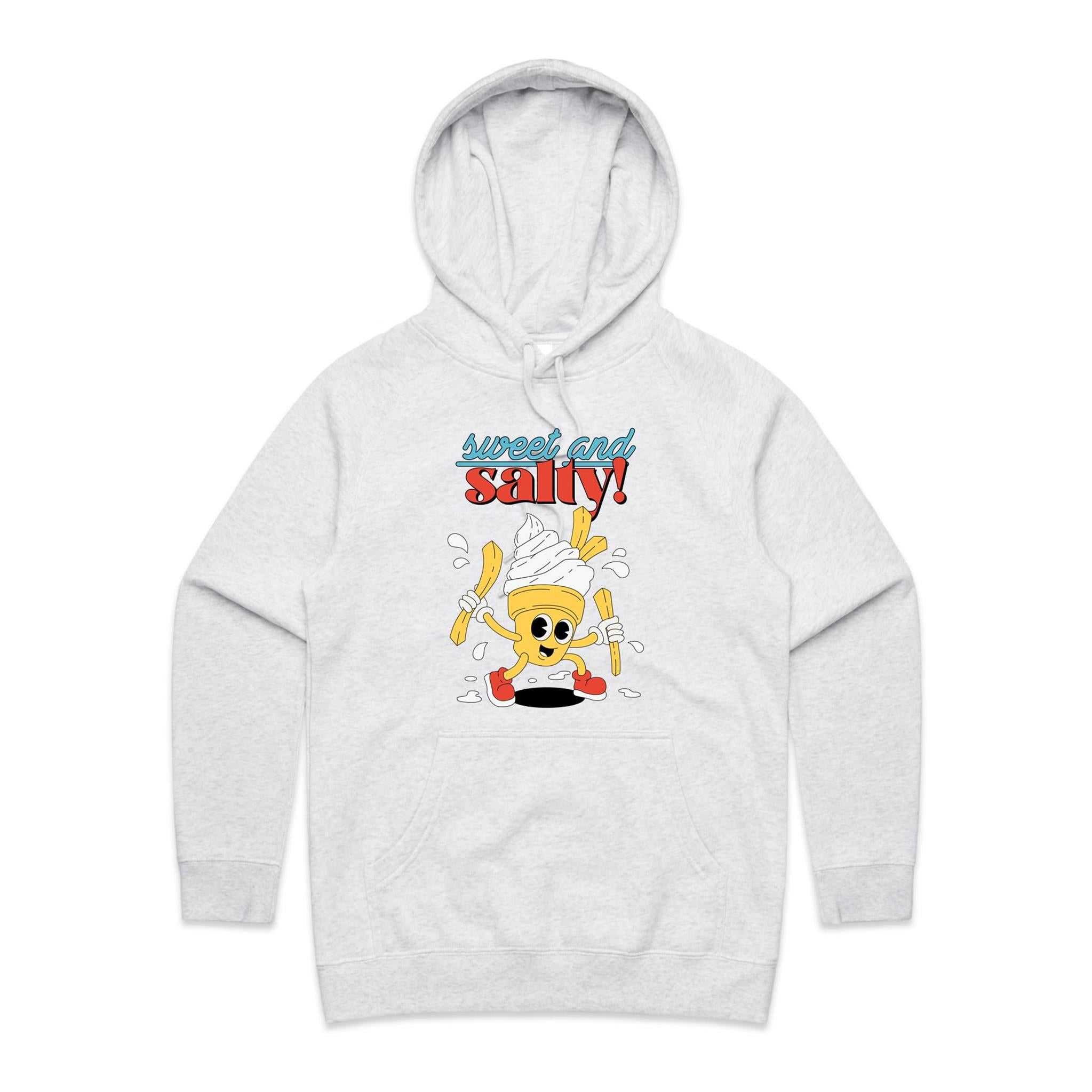 Sweet And Salty, Ice-cream And Fries - Womens Hoodie White Marle Womens Hoodie Food Printed In Australia Summer
