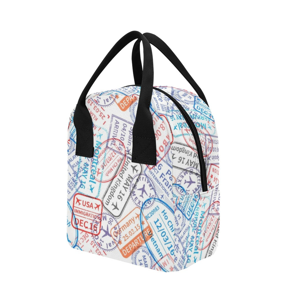 Travel Stamps Zipper Lunch Bag Zipper Lunch Bag Printed Offshore