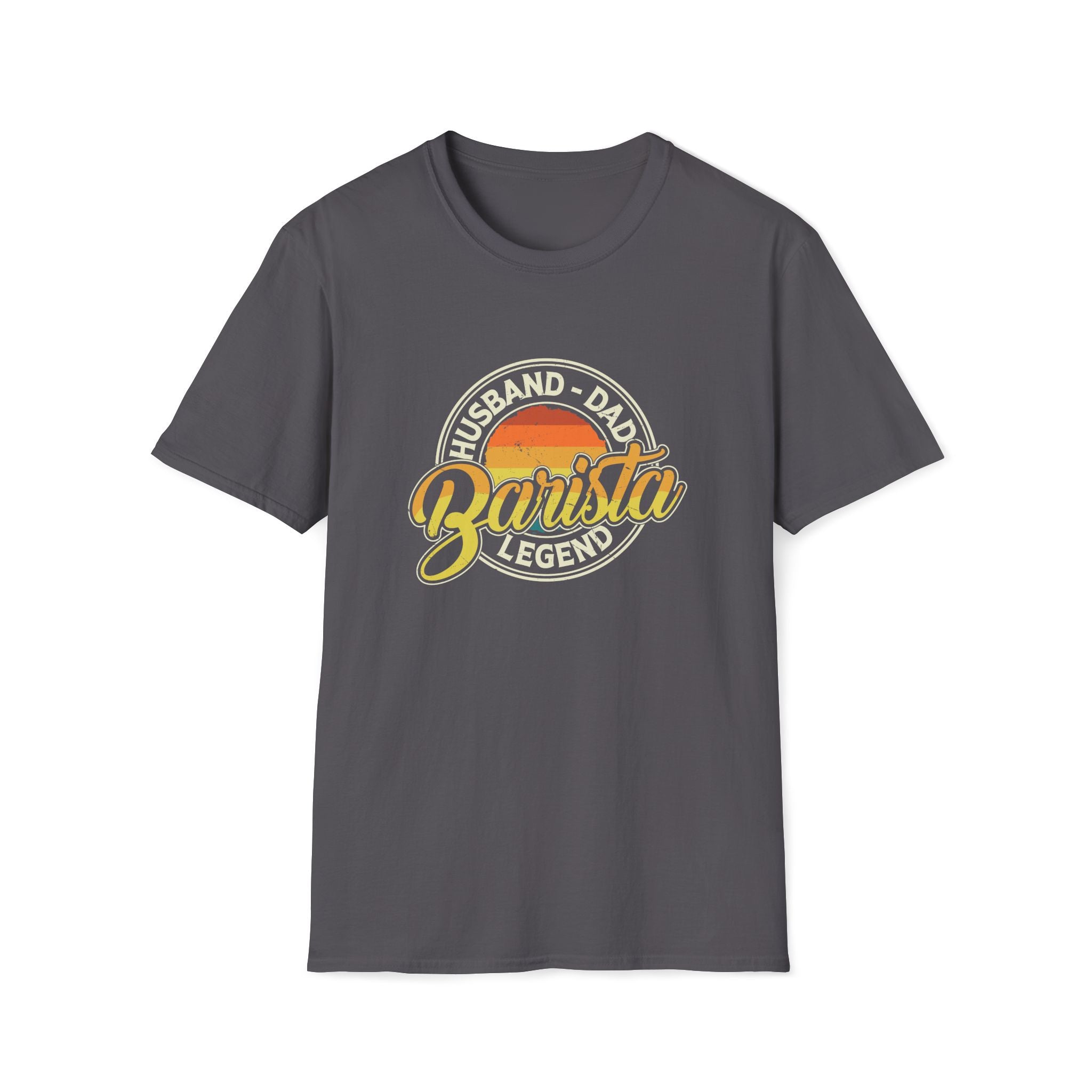 Husband Dad Barista Legend Unisex T-Shirt Charcoal Unisex Adult T-shirt Coffee Dad Globally Fulfilled