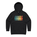 Vintage Guitar Headstocks Women's AS Colour Hoodie Black Womens Hoodie Music Printed In Australia