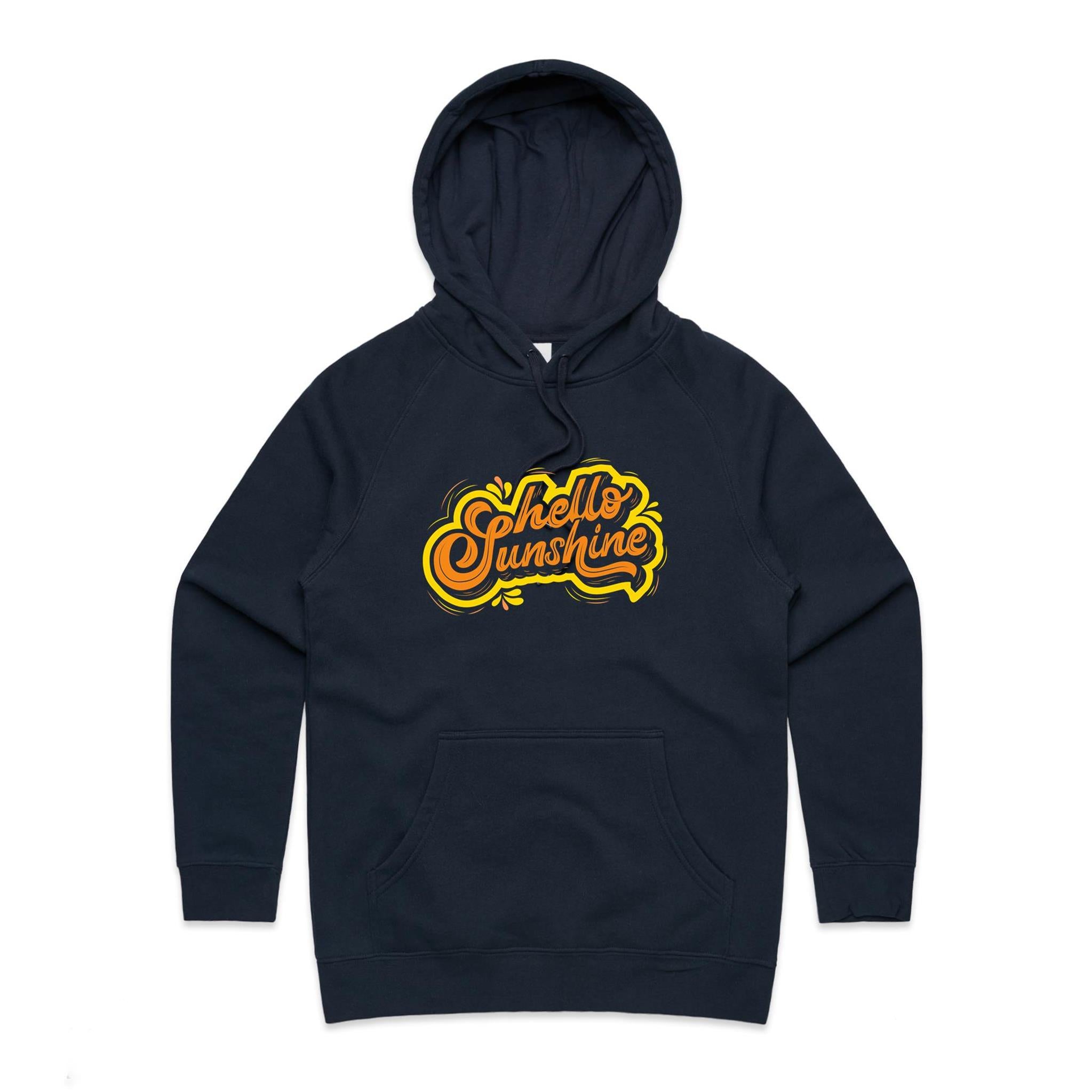 Hello Sunshine - Womens Hoodie Navy Womens Hoodie Printed In Australia Summer