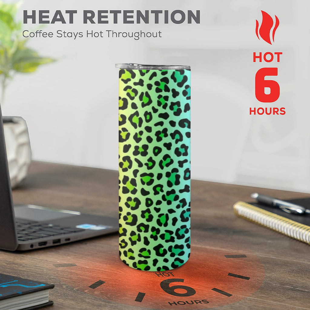 Rainbow Leopard Print - 20oz Tall Skinny Tumbler with Lid and Straw