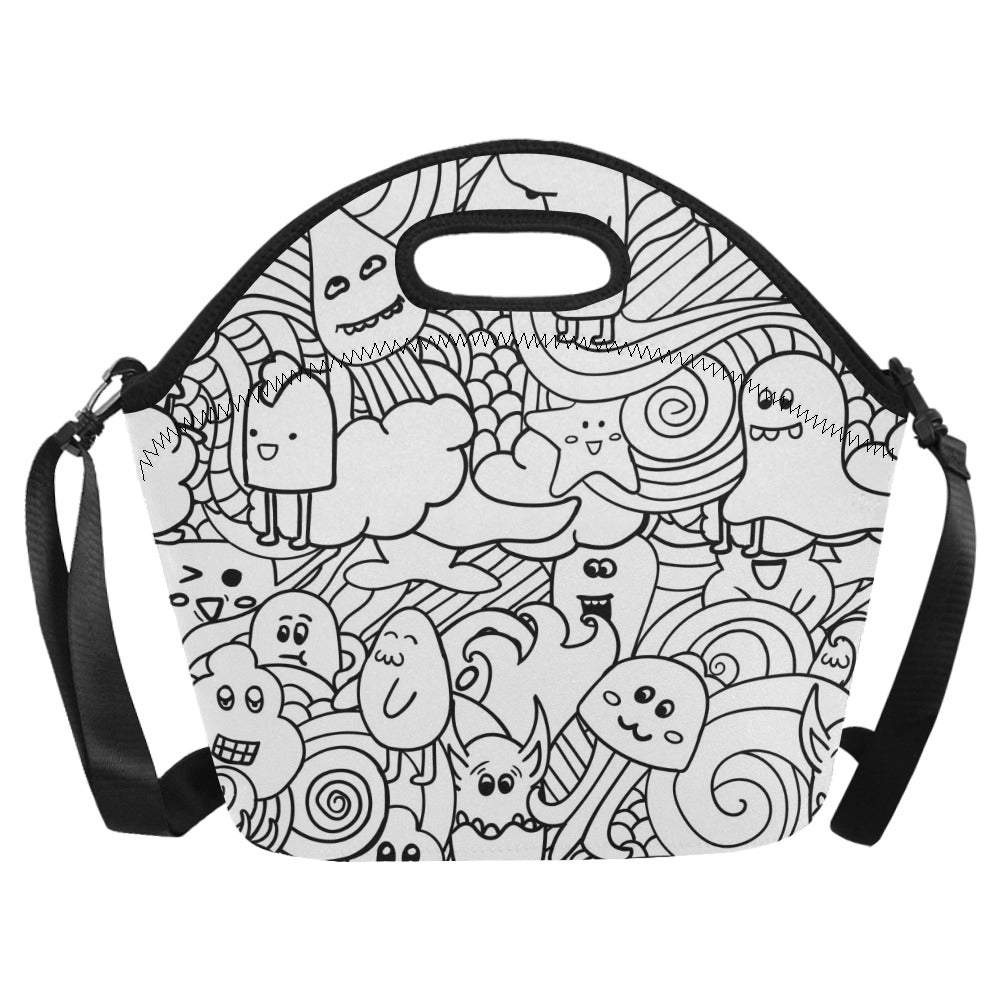 Black And White Creatures - Neoprene Lunch Bag Neoprene Lunch Bag Printed Offshore