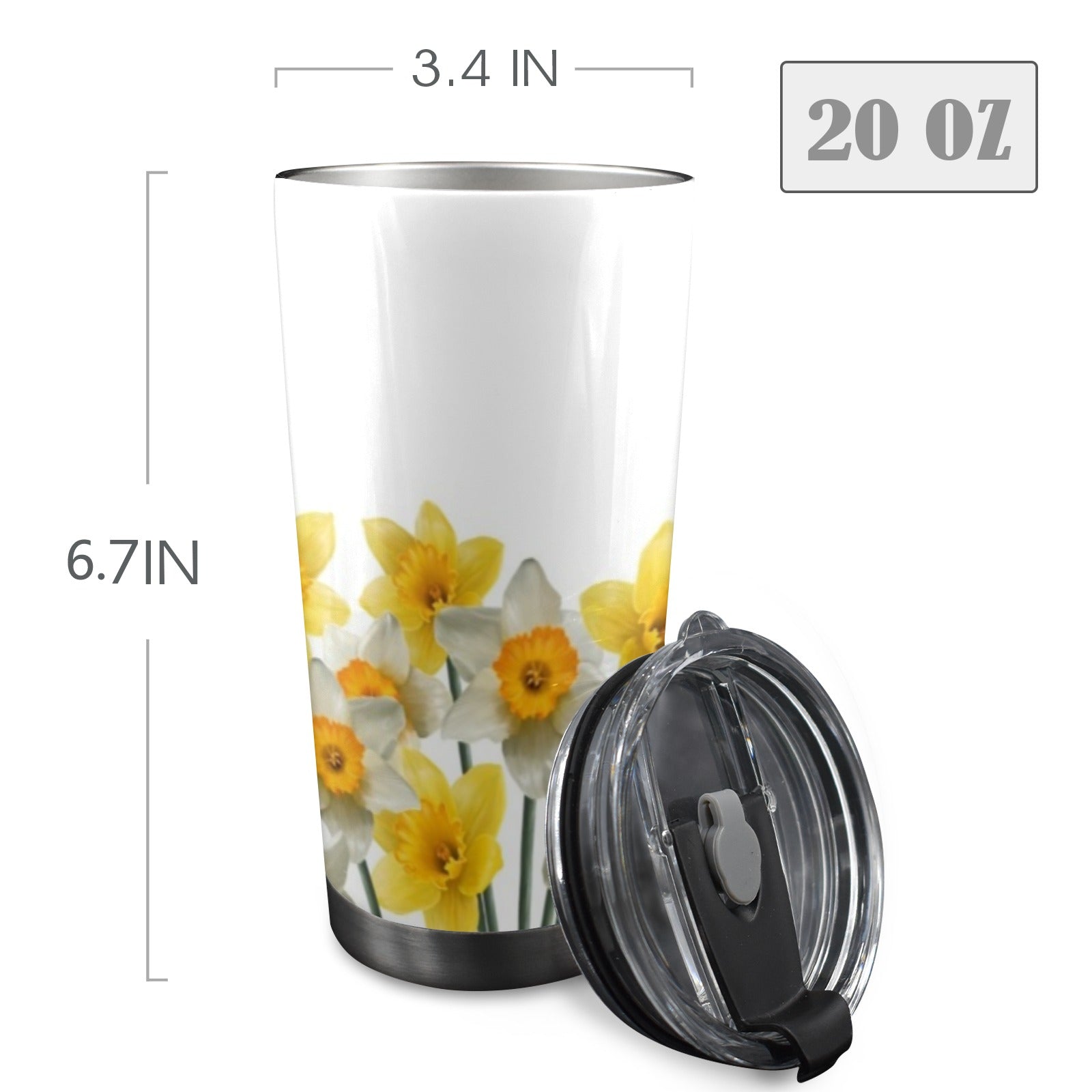 Daffodils - 20oz Mobile Tumbler with Lid (Black Lock) 20oz Travel Mug Plants Printed Offshore