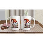 Christmas Gnome Wrapped In Lights - White 15oz Ceramic Mug Christmas 15oz Mug Christmas Globally Fulfilled