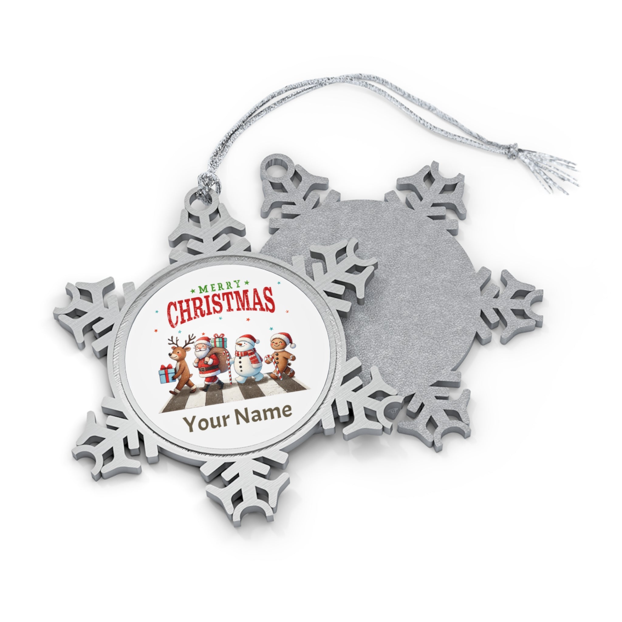 Personalised - Fab Four - Christmas Pewter Snowflake Ornament