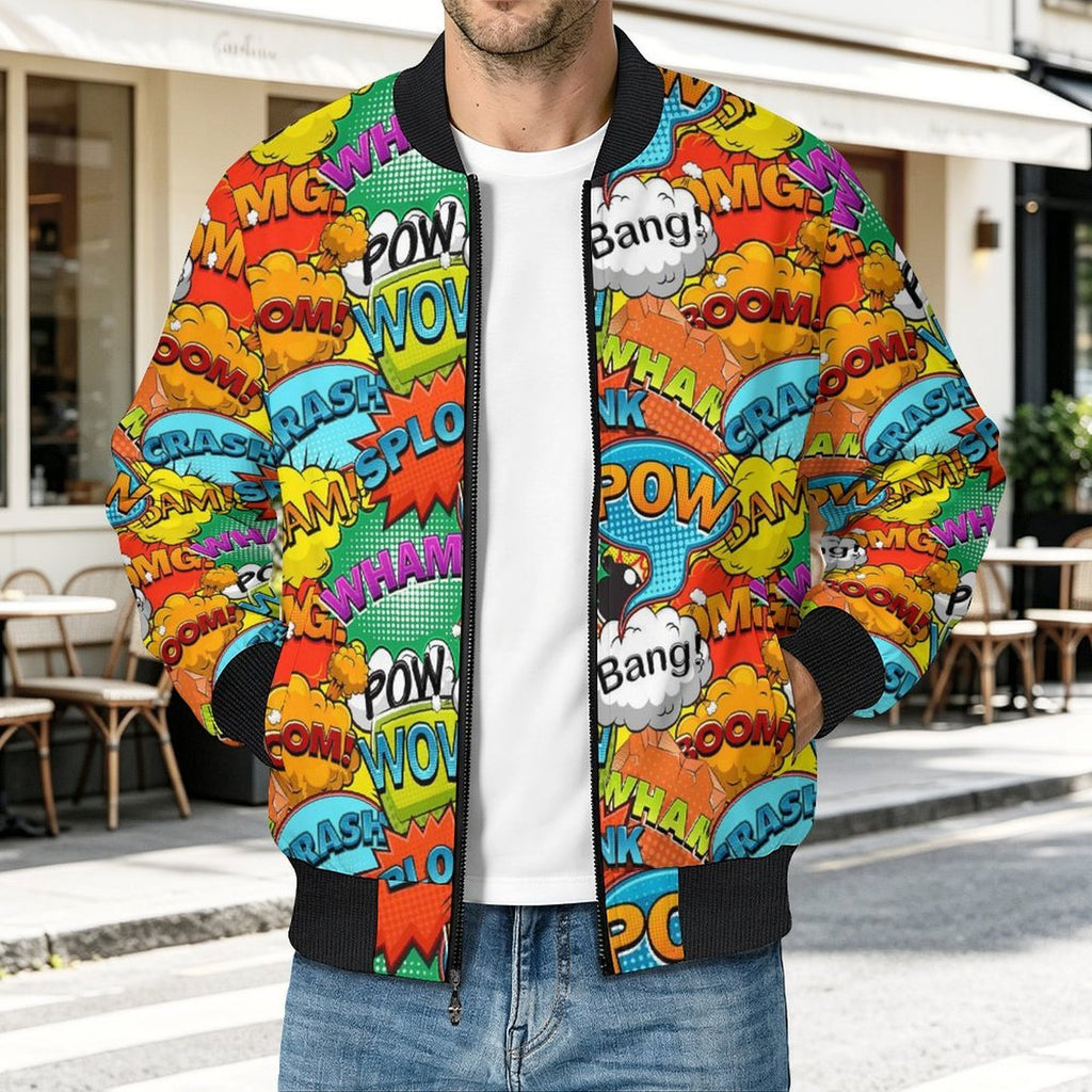 Comic Book 2 Men's Casual Zip‑Up Bomber Jacket