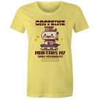 Caffeine Maintains My Sunny Personality - Womens T-shirt Yellow Womens T-shirt Coffee Printed In Australia