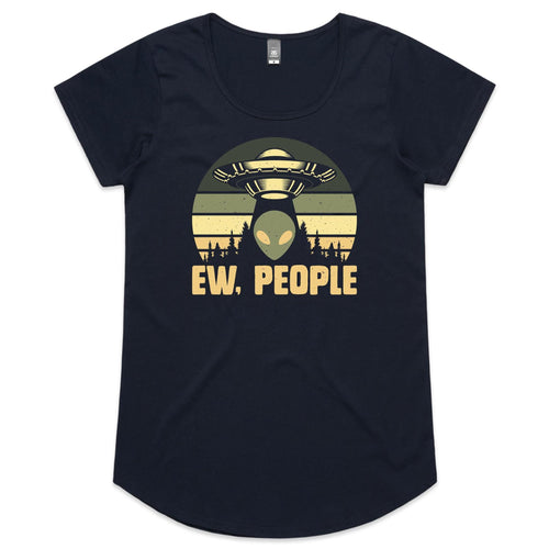 Alien Ew, People - Womens Scoop Neck T-Shirt Navy Womens Scoop Neck T-shirt Printed In Australia Sci Fi