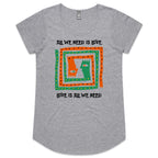 All We Need Is Love - Womens Scoop Neck T-Shirt Grey Marle Womens Scoop Neck T-shirt Love Printed In Australia