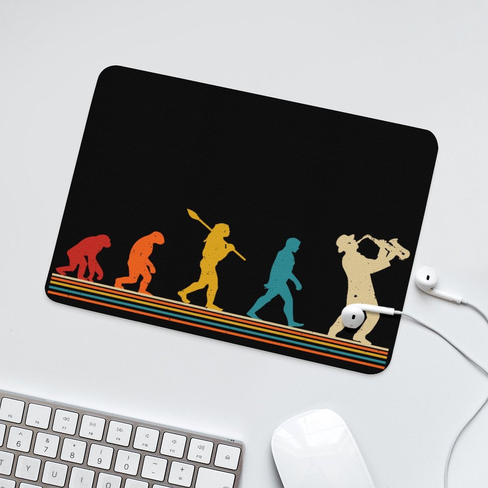 Evolution Of A Saxophone Player Leather Mouse Pad Leather Mouse Pad Music Printed Offshore