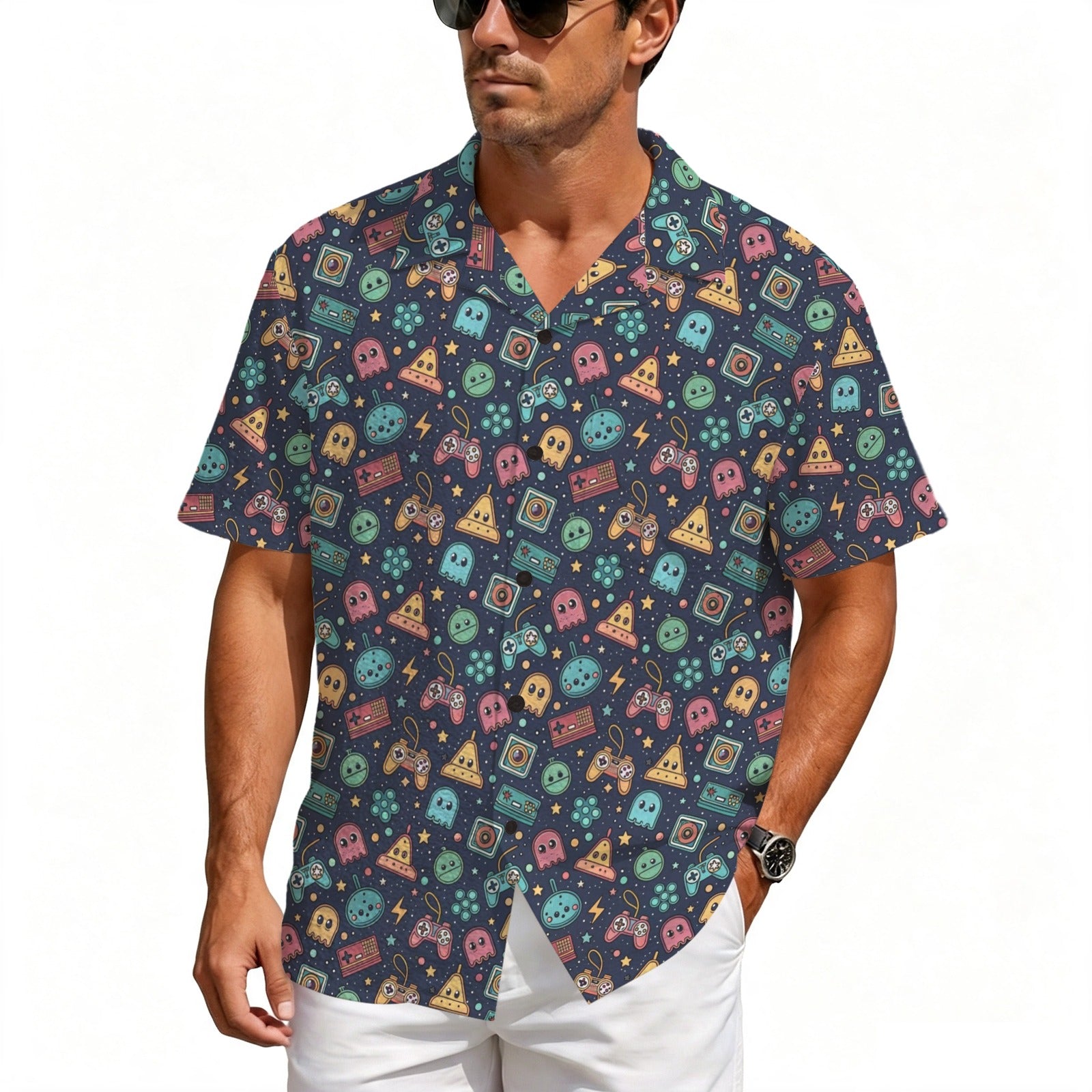 Video Game Men's Crinkle Hawaiian Shirt