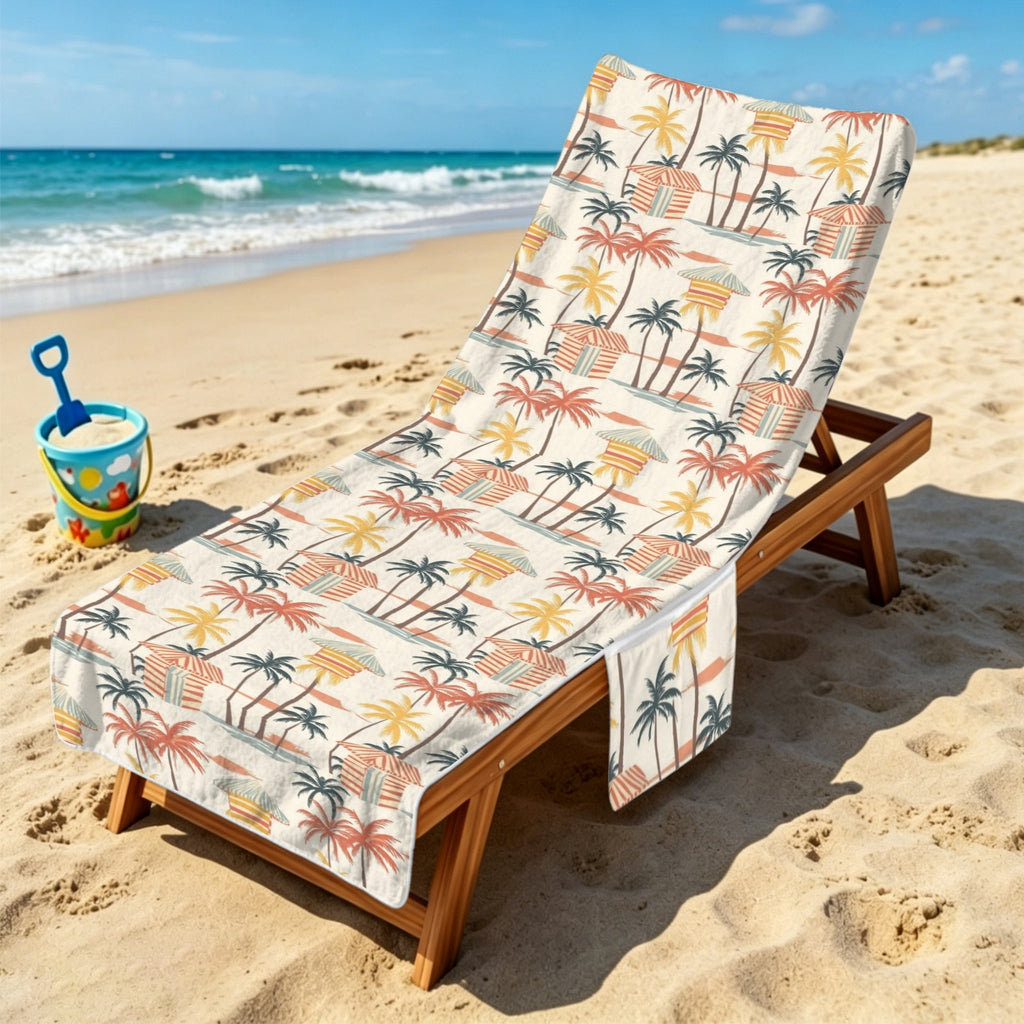 Beach Shack Beach Chair Towel Cover with Side Pockets