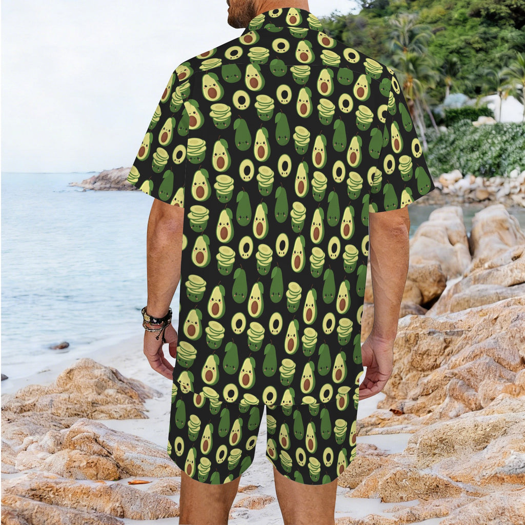 Cute Avocados - Men's Hawaiian Shirt & Shorts Set Men's Hawaiian Shirt & Shorts Set Food Printed Offshore