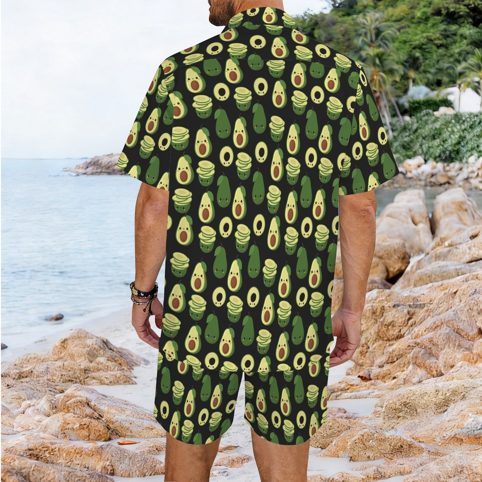 Cute Avocados - Men's Hawaiian Shirt & Shorts Set Men's Hawaiian Shirt & Shorts Set Food Printed Offshore