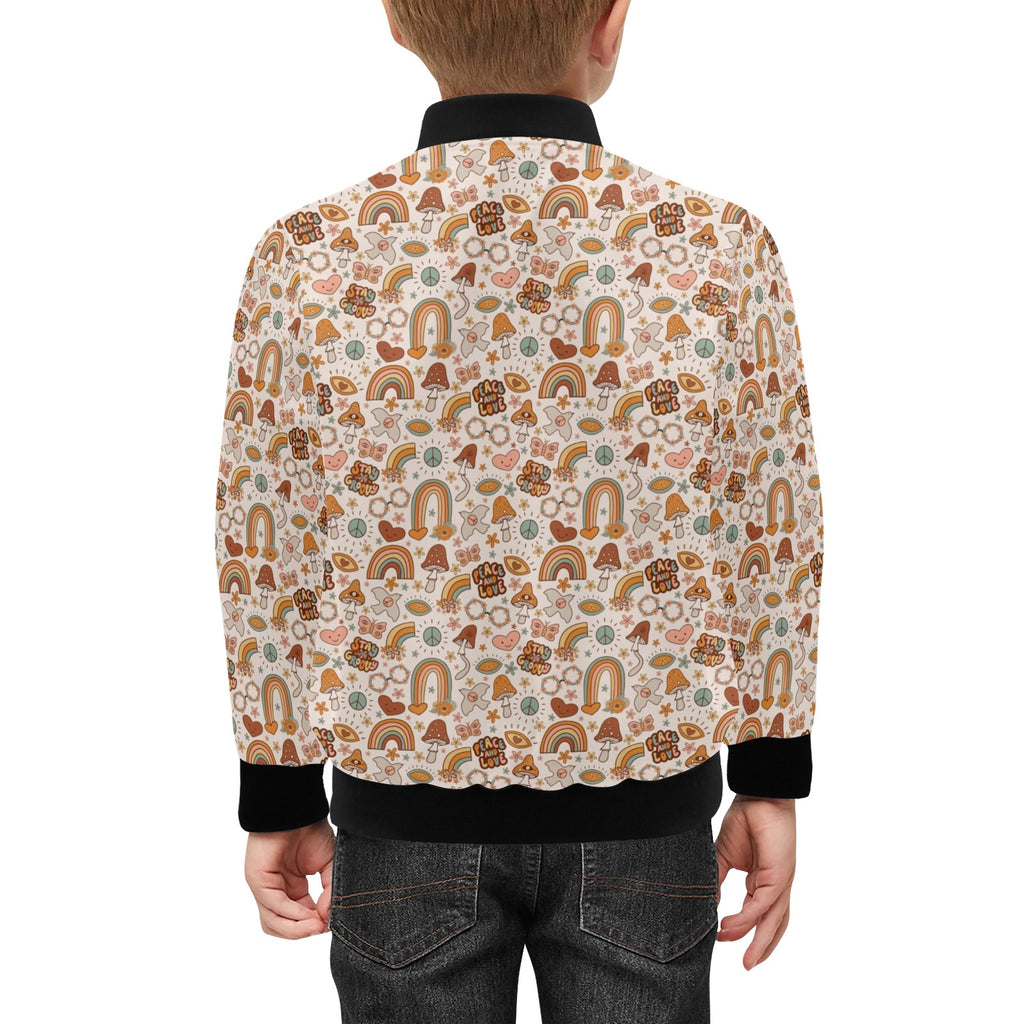Peace And Love Kids Bomber Jacket Kids Bomber Jacket Printed Offshore Retro