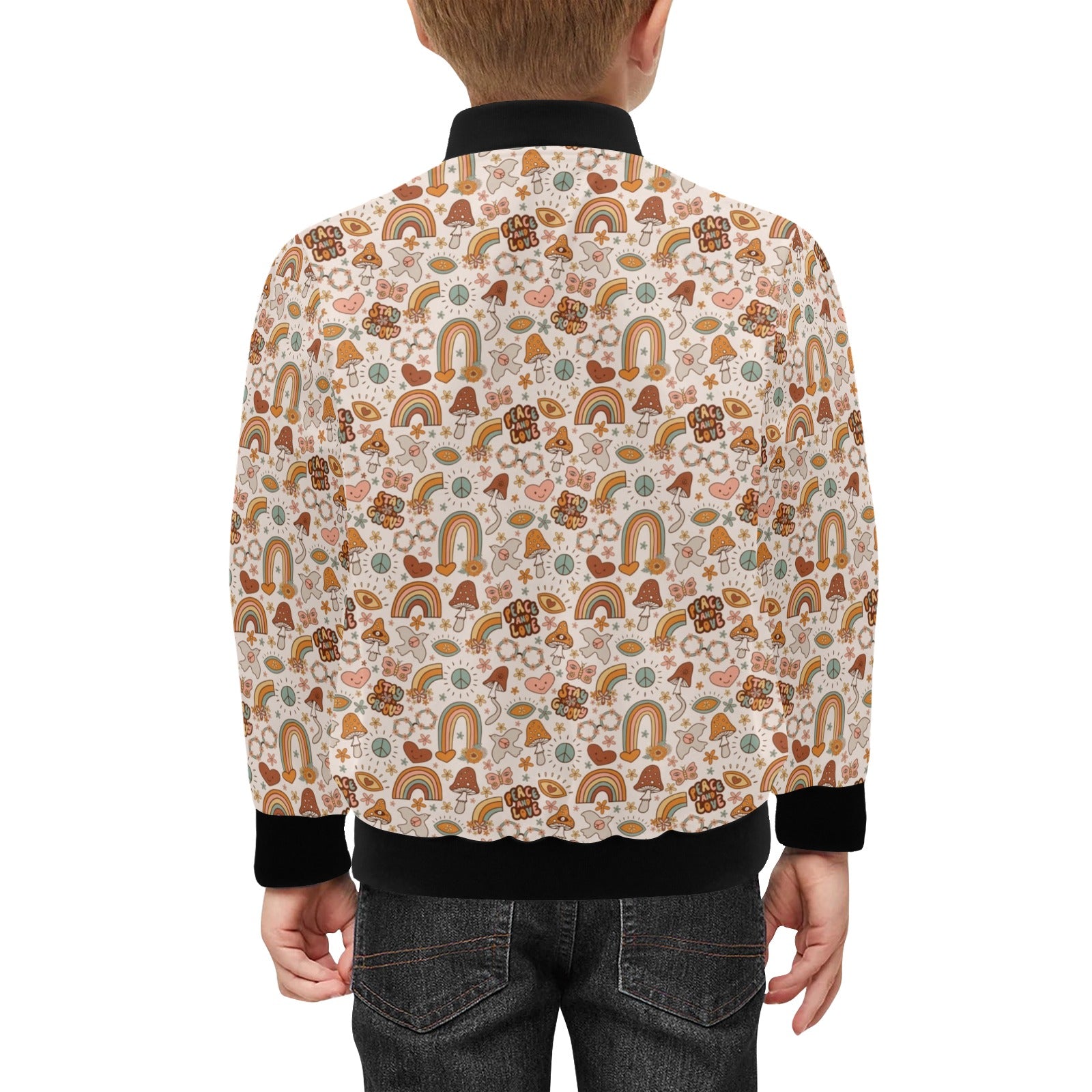 Peace And Love Kids Bomber Jacket Kids Bomber Jacket Printed Offshore Retro