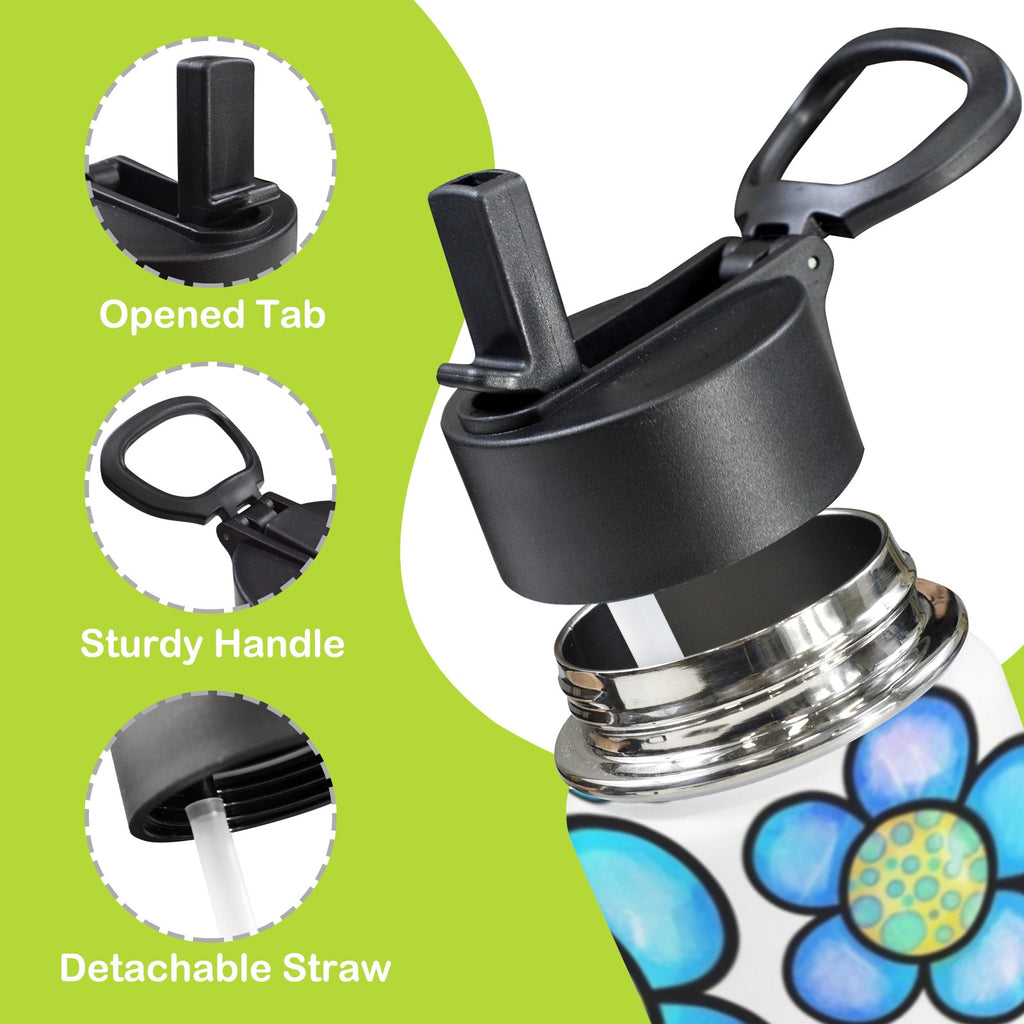 Simple Flowers 12oz Kids Water Bottle with Straw Lid