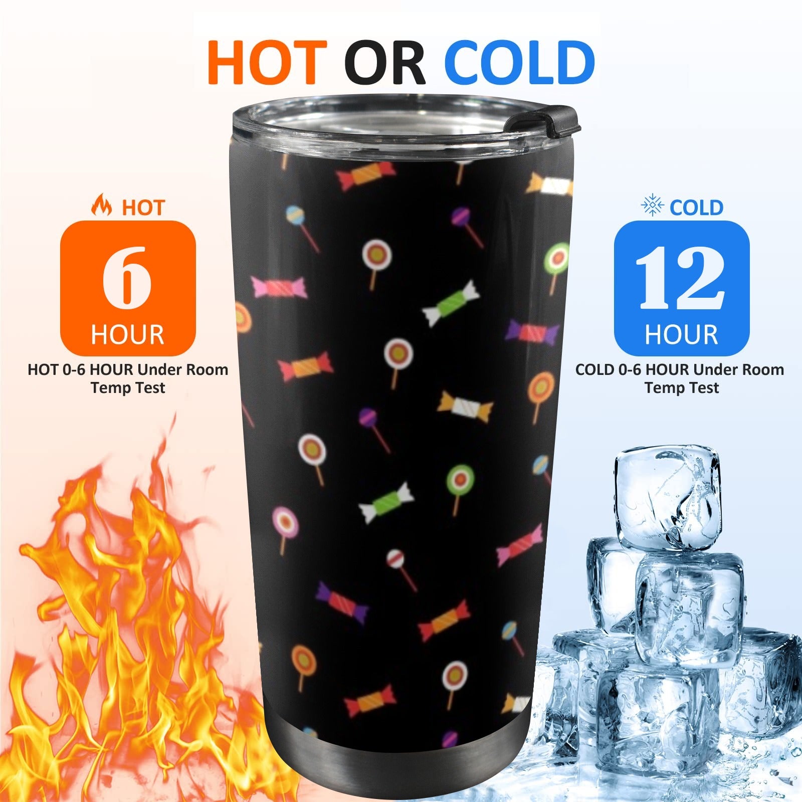 Candy - 20oz Mobile Tumbler with Lid (Black Lock) 20oz Travel Mug Food Printed Offshore