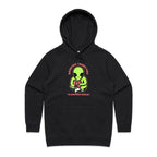 Reading Takes You To Another World, Alien - Womens Hoodie Black Womens Hoodie Printed In Australia Reading Sci Fi