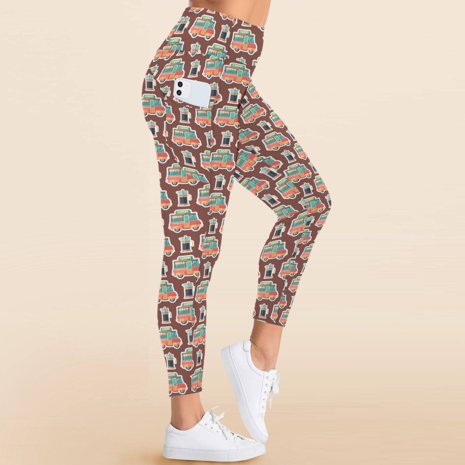 Coffee Van - Women's High Waist Pockets Yoga Leggings