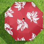 Red Retro Foliage, Hawaiian Flower - Semi-Automatic Foldable Umbrella (Model U12) Semi-Automatic Foldable Umbrella (U12)