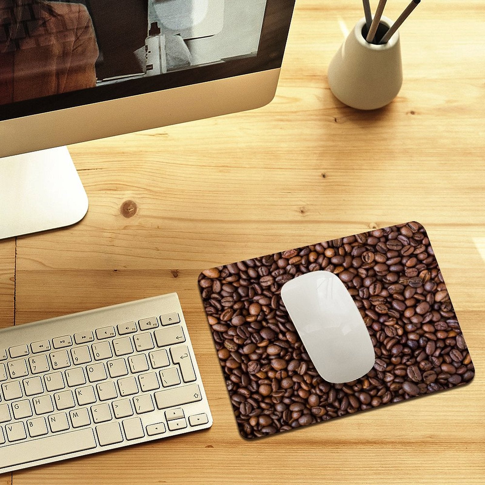 Coffee Beans Leather Mouse Pad Leather Mouse Pad Coffee Printed Offshore