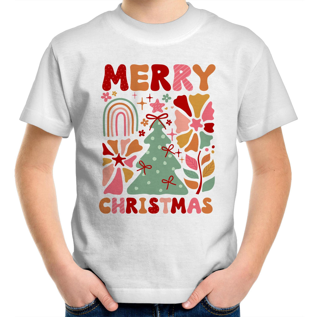 Merry Christmas - Kids Youth T-Shirt White Kids Christmas T-shirt Christmas Printed In Australia