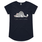Cat, I Just Can't Today - Womens Scoop Neck T-Shirt Navy Womens Scoop Neck T-shirt animal Printed In Australia