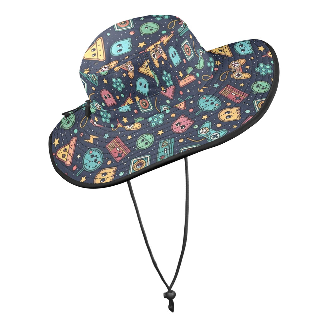 Video Game Wide Brim Bucket Hat Wide Brim Bucket Hat Games Printed Offshore Retro