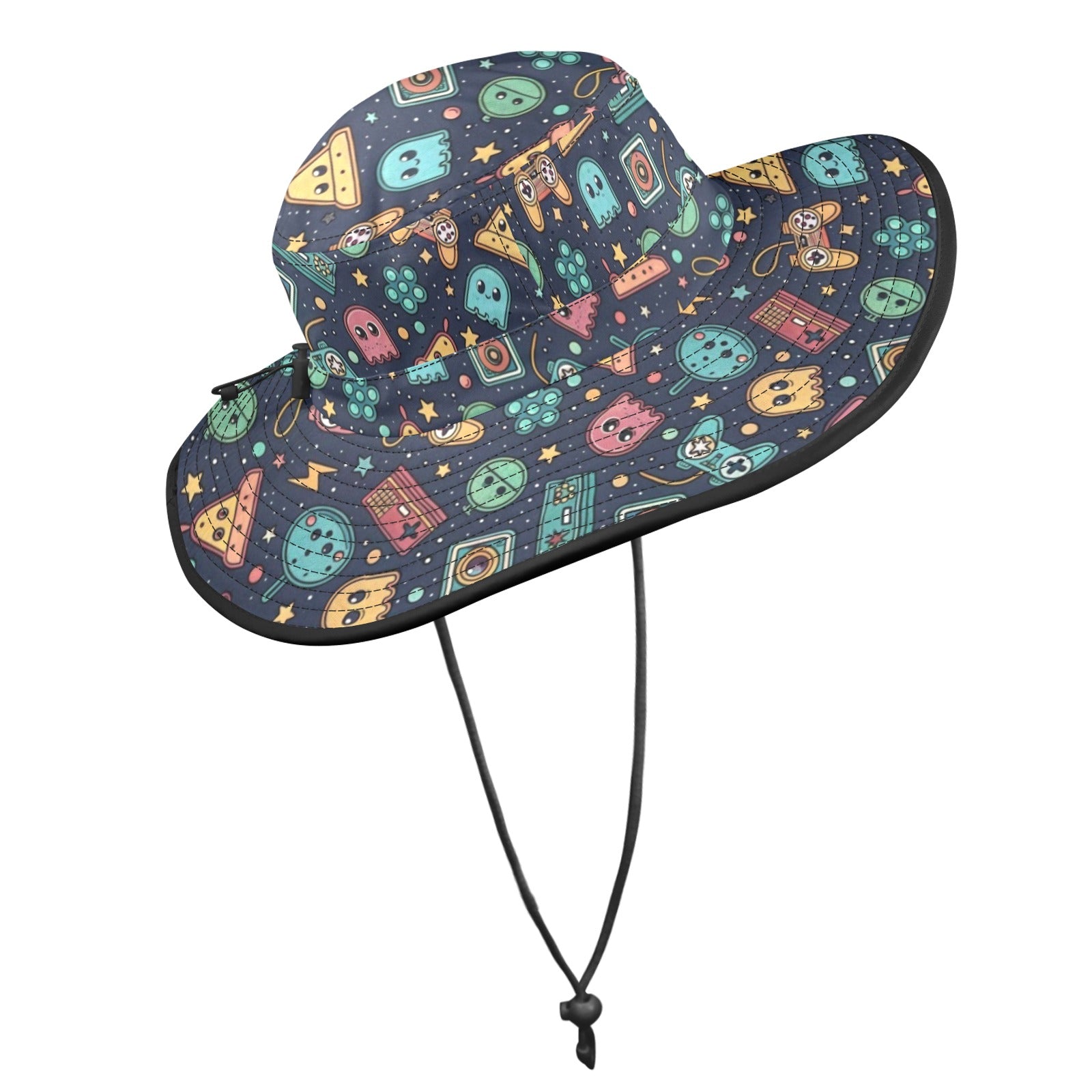 Video Game Wide Brim Bucket Hat Wide Brim Bucket Hat Games Printed Offshore Retro