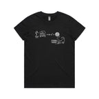 Cat String Theory Physics Women's AS Colour T-shirt Black Womens T-shirt animal Printed In Australia Science