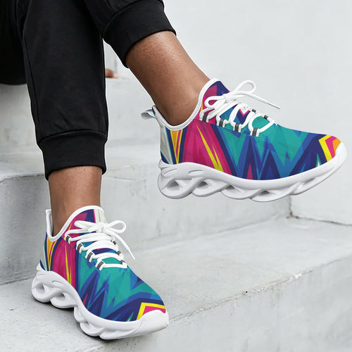 Abstract Geometric Women's Twisted Sole Sneakers Twisted Sole Sneakers for Women Printed Offshore