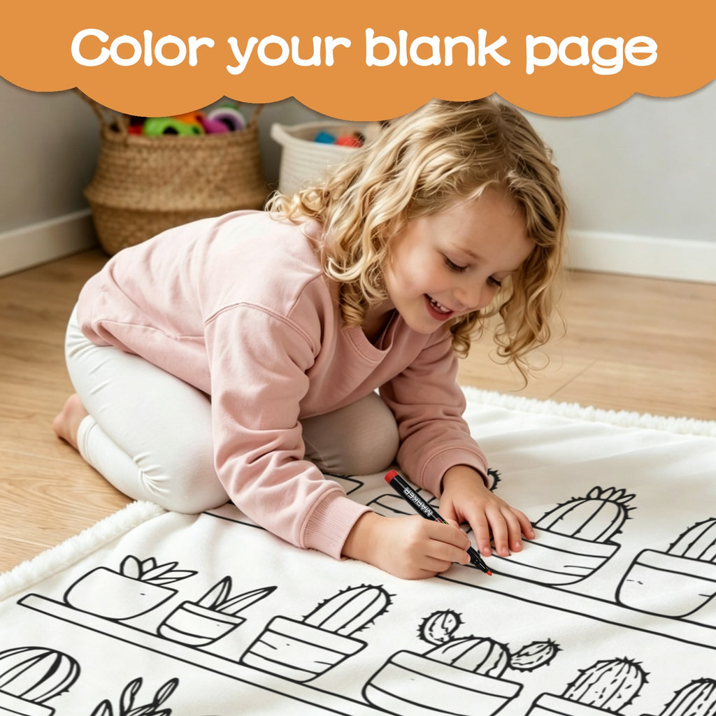 Cactus Plants On Shelves Colour Your Own Blanket 100×150cm