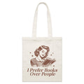I Prefer Books Over People Parcel Canvas Tote Bag Default Title Small Tote Bag Printed In Australia Reading