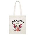 Snaxalotl, Axolotl Pizza Parcel Canvas Tote Bag Default Title Small Tote Bag animal Food Printed In Australia