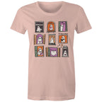 Ghosts In Windows - Womens T-shirt Pale Pink Womens T-shirt Halloween Printed In Australia
