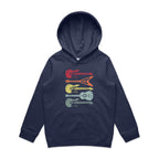 Retro Guitar - Kids Hoodie Midnight Blue Kids Hoodie Printed In Australia