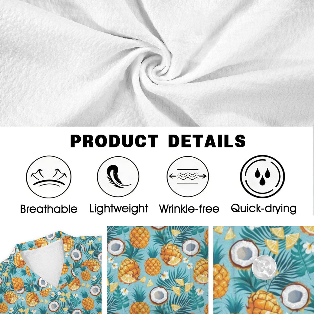 Pineapple Coconut Men's Crinkle Hawaiian Shirt