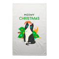 Meowy Christmas - AS Colour Tea Towel White One Size Christmas Tea Towel Christmas Printed In Australia