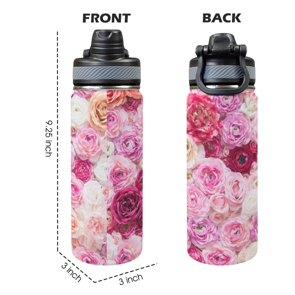 Pink Floral - Insulated Water Bottle with Dual-Use Lid (18oz) Insulated Water Bottle with Dual-Use Lid (18oz) Plants Printed Offshore