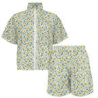 Delicate Frangipani Women's Windbreaker Short Set Women's Windbreaker Short Set Plants Printed Offshore