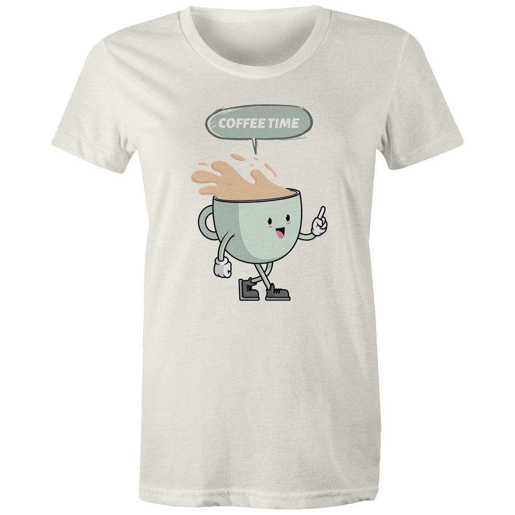 Coffee Time - Womens T-shirt Natural Womens T-shirt Coffee Printed In Australia