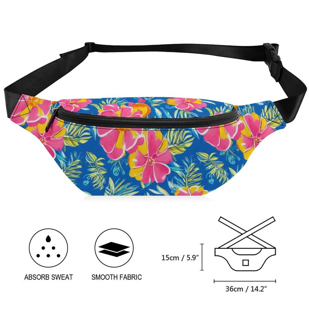 Pink And Blue Tropical Flower - Bum Bag / Fanny Pack