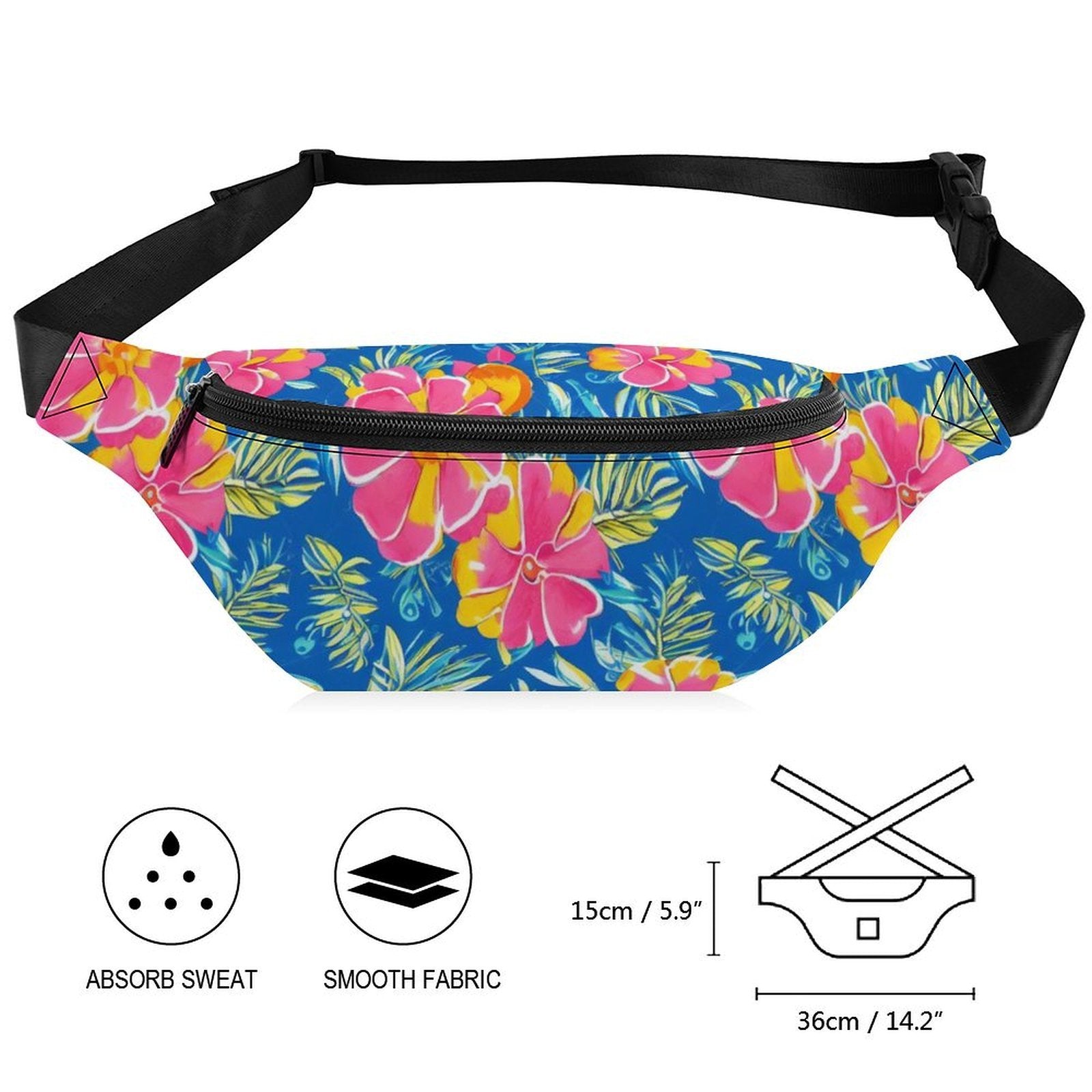 Pink And Blue Tropical Flower - Bum Bag / Fanny Pack
