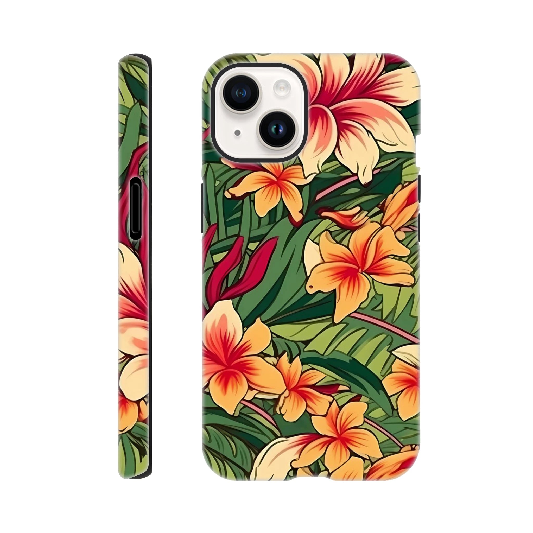 Vintage Hawaiian Floral - Apple iPhone Tough case iPhone 14 iPhone Tough Case Globally Fulfilled Plants Surf