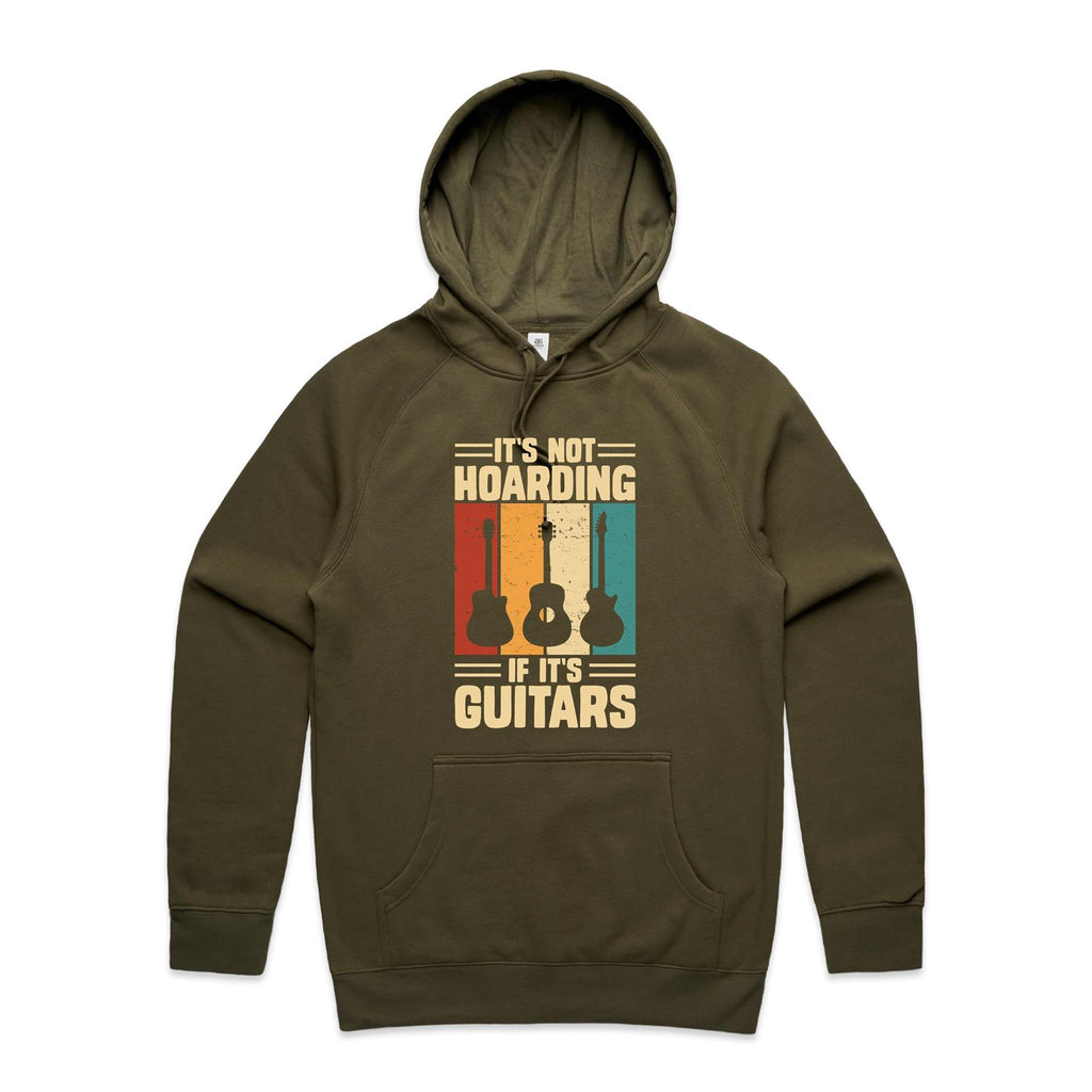 It's Not Hoarding If It's Guitars - Mens Hoodie Army Mens Hoodie Music Printed In Australia