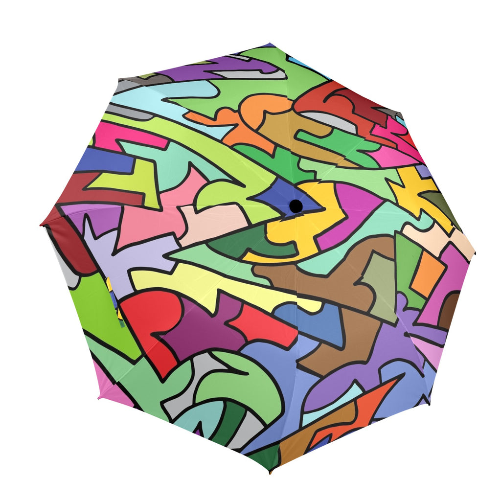 Bright Abstract - Semi-Automatic Foldable Umbrella (Model U12) One Size Semi-Automatic Foldable Umbrella (U12)