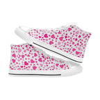 Pink Hearts On White Women's High Top Canvas Shoes Womens Classic High Top Shoes Love Printed Offshore