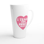 I Teach Sweet Hearts White Latte 17oz Ceramic Mug Latte Mug Globally Fulfilled Teacher